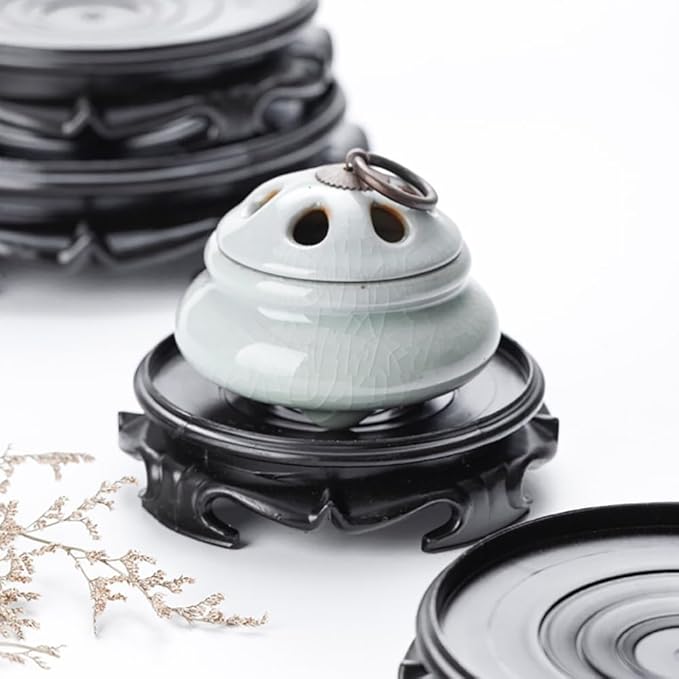 GOLDY&WENDY Waterproof Round Vase Base Imitation Wood Resin Lamp Teapot Display Stand Home Decoration Pedestal