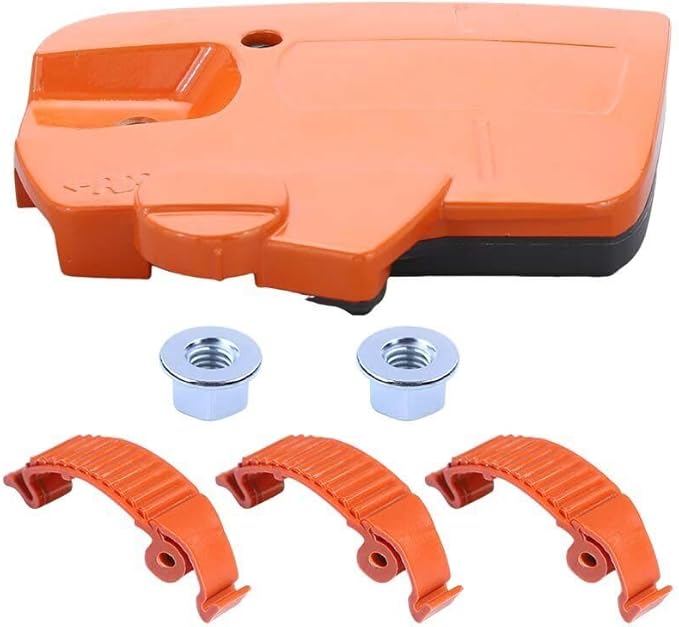 440 Chain Brake Assembly Side Clutch Cover for Husqvarna 440 Chainsaw, Husky 440e II Chainsaw Clutch Cover with Brake Assy & Bar Nuts Buckle Clips Kit,Clutch Cover Chain Saw Parts 501388203
