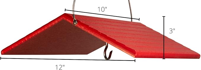 JCs Wildlife Poly Weather Cover - Rain Guard - Hang Bird Feeder or House Underneath for Protection from Rain or Snow - Easy to Clean and Use (Medium, Cardinal Red)