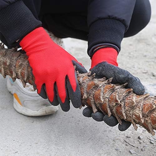 Evridwear Crinkle Latex Rubber Hand Coated Safety Work Gloves for Men Women General Multi Use Construction Warehouse Gardening Assembly Landscaping (S-Size) Red 120 Pairs Pack