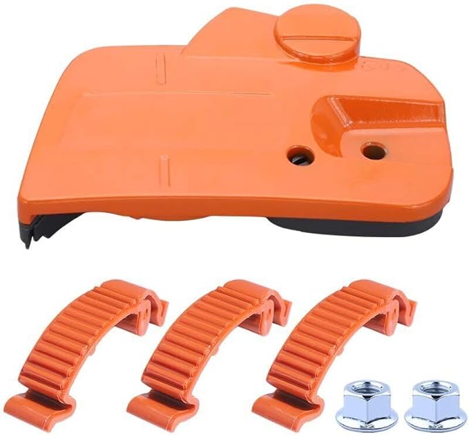 440 Chain Brake Assembly Side Clutch Cover for Husqvarna 440 Chainsaw, Husky 440e II Chainsaw Clutch Cover with Brake Assy & Bar Nuts Buckle Clips Kit,Clutch Cover Chain Saw Parts 501388203