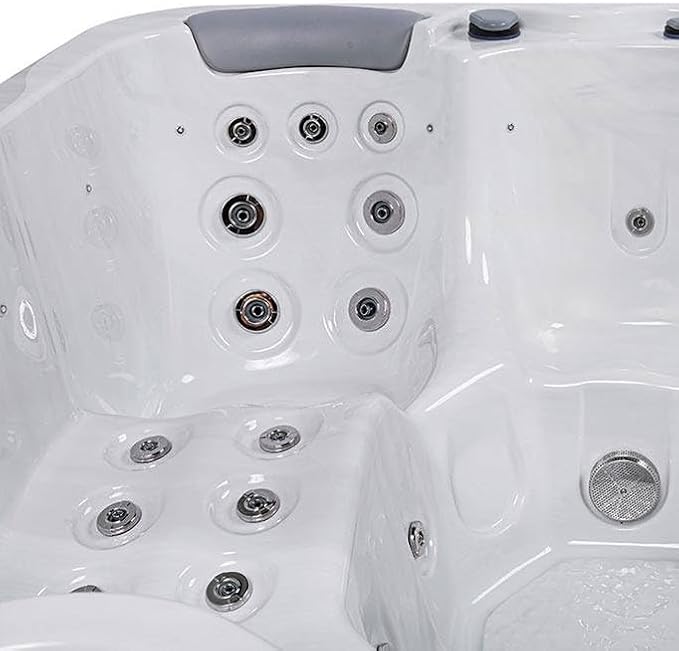 Bueno Spa Jersey 6 - Person 46 - Jet Acrylic Hot Tub with New Arctic Max Insulation, Ozonator, and Cover in Ice White