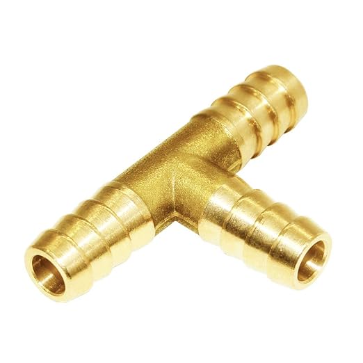 Joywayus 3/8" Hose Barb Fitting,Tee 3 way Brass Fitting Intersection/Split Brass Water/Fuel/Air