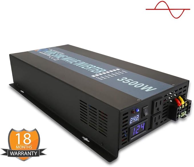 WZRELB 3500W Remote 12V 120V Pure Sine Wave Solar Power Inverter With Remote Control Switch, RBP350012VCRT