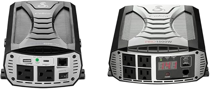 Cobra PURE SINE 400W Power Inverter and PRO 1500W Professional Grade Power Inverter Bundle
