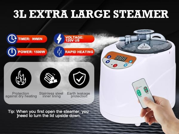 Portable Steam Sauna– Red Light Therapy Home Sauna Tent with 3L & 1500W Steamer, Remote Control Time & Temperature Settings, Foldable Chair Included for Relaxation