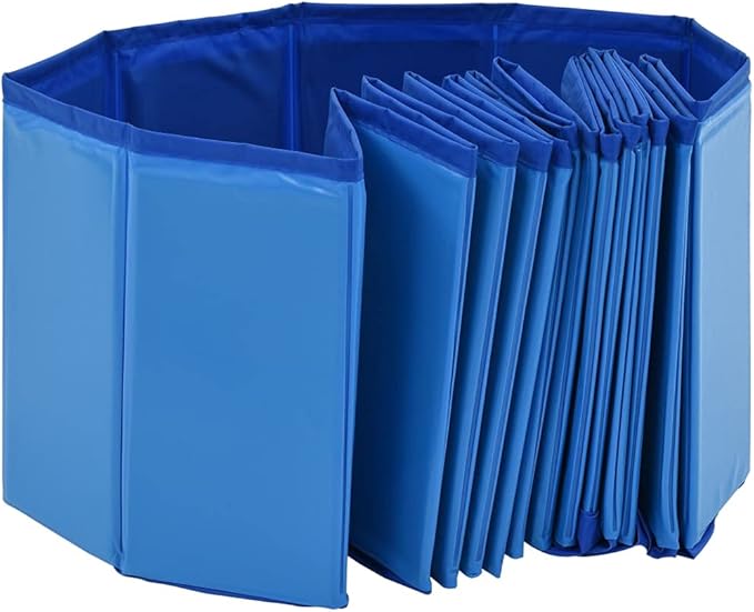 Foldable Dog Swimming Pool, Foldable Pet Swimming Pool, Portable Dog Pool, Bath Pool Collapsible Dog Pet Pool Bathing Tub, 63"x11.8" PVC Blue
