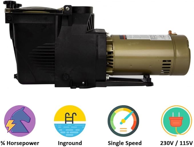Rx Clear Ultimate Niagara 3/4 HP Pool Pump for Inground Swimming Pools | 56 Frame | 115/230 Volt | 8.5/4.3 Amps | Corrosion Proof | Large See-Through Strainer Cover