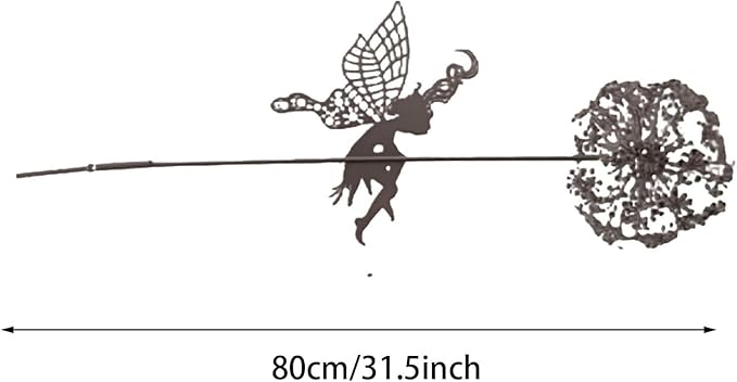 Flower Fairy Dancing with Dandelion, Art Sculpture Fairies for Fairy Garden, Angel Metal Ornaments Gardens Art Sculpture, Outdoor Decorations for The Courtyard, Christmas and Halloween Lawn (G)