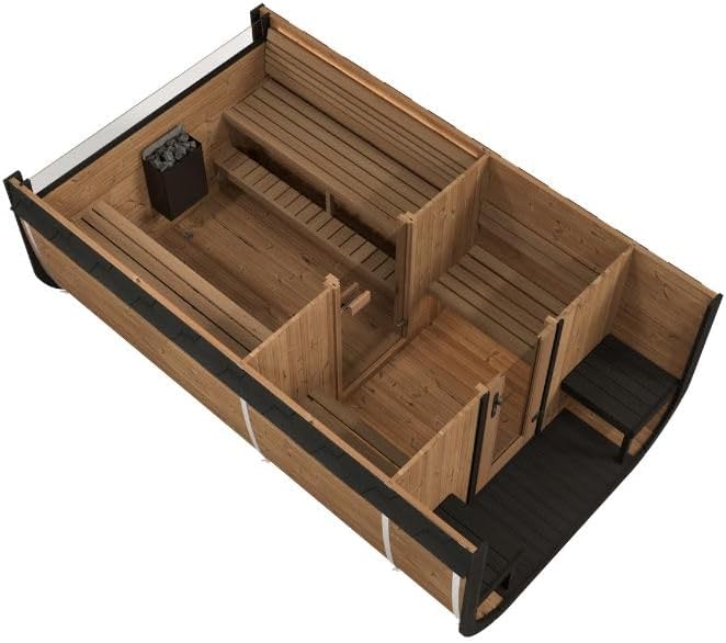Model CL12GCP, Cube-Series Outdoor Home Sauna Suite Kit, Up to 8 Persons (Sauna Heater and Sauna Stones Included) (Drop 9 WiFi - Glass)