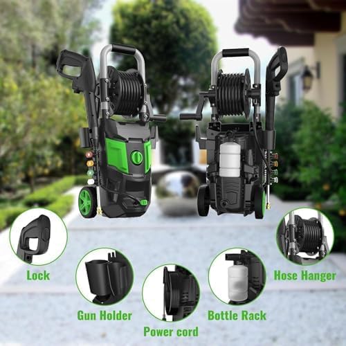 Pressure Washer, 5000PSI Max Power Washer with 500ML Foam Cannon, High Pressure Cleaning Machine with 4 Connect Nozzles for Cars Patio Driveways Home