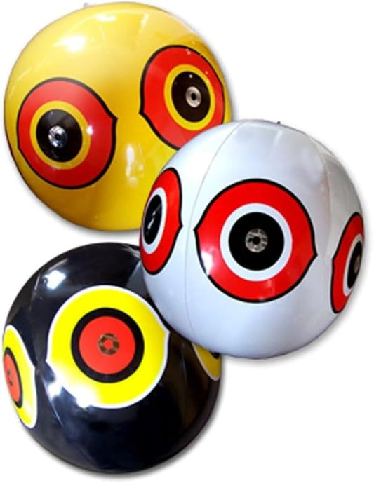Bird-X Scare-Eye Balloons, Predator 3D Eye Balloons with Glaring, Bright Colors, Cover up to 6,000 sq. ft. Area, Pack of 3, Yellow, White, and Black