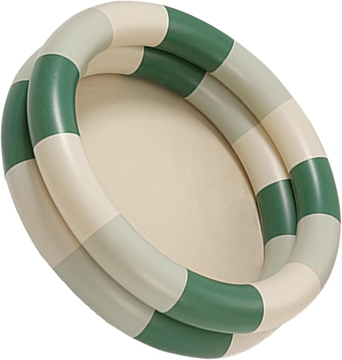 Inflatable Baby Retro Swimming Pool Family Cute Style Thickened Water Pool for Kids Indoor Outdoor Play (Green Stripe)