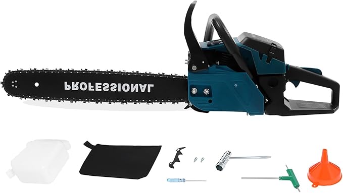 58cc Gas Chainsaw 20 Inch Gas Powered Chainsaws 2 Stroke Handed Petrol Gasoline Chain Saw Cordless Petrol Gas Chain Saws for Cutting Wood Outdoor Garden Farm Home