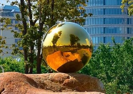 Nerien 6 Inch Gazing Ball, Stainless Steel Garden Mirror Globe, Polished Ornament Sphere, Hollow Floating Reflective Hemisphere, Home Outdoor Pond Housewarming Swimming Pool Decoration Gifts, Gold