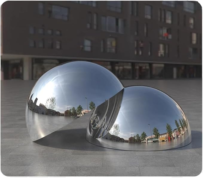 7pcs Half Gazing Globe Mirror Ball,Silver 304 Stainless Steel Hollow Polished Reflective Smooth Garden Sphere,Colorful and Shiny Addition to Any Garden or Home