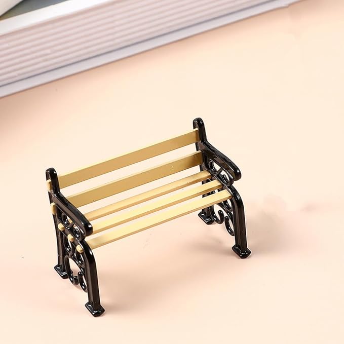 LOGOFUN 8Pcs Mini Street Lamp Post Miniature Park Bench Seat Mini Street Light Models Dollhouse Christmas Village Pathway Lantern Post for Xmas Fairy Garden Accessories