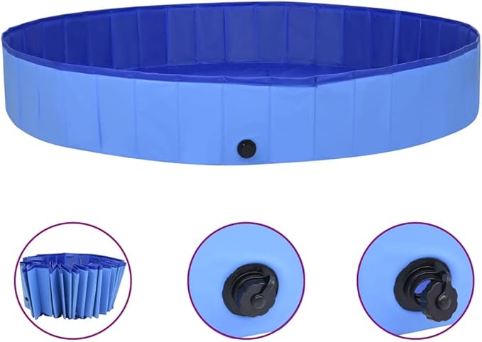 Foldable Dog Swimming Pool, Foldable Pet Swimming Pool, Portable Dog Pool, Bath Pool Collapsible Dog Pet Pool Bathing Tub, 118.1"x15.7" PVC Blue