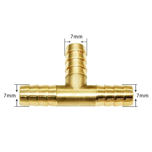 Joywayus Brass 1/4" Barb Tee Fittings T-Shaped 3 Ways Union 1/4" Hose Pipe Fitting for Water/Fuel/Air (Pack of 5)