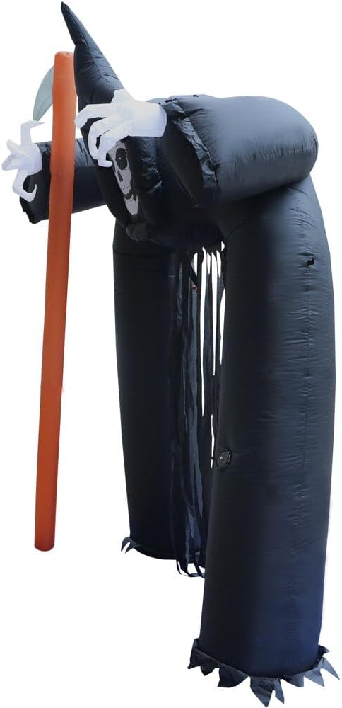 Haunted Hill Farm 10-Ft Tall Grim Reaper Arch Blow Up Inflatable Yard Decor with Lights and Music, Outdoor Halloween Inflatable Decorations for Lawn and Yard, Giant Spooky Outdoor Inflatables