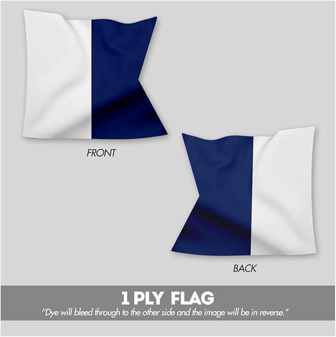 AGAS Alpha Code A Marine Signal 4x4 Ft Flag - Printed 200D Nylon - Canvas Header - Brass Grommets - Colorfast & Stitched Edges - Nautical Boat Flag - Naval Code Signal Flag.