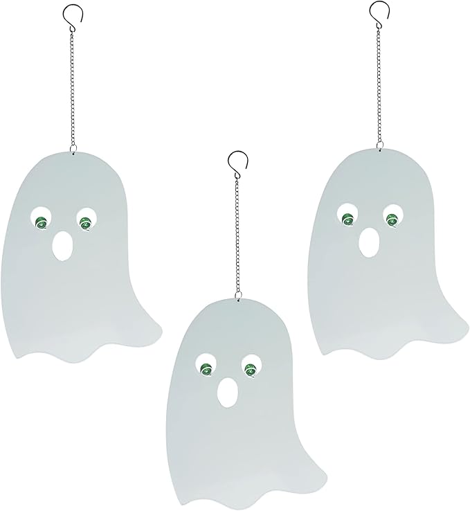 WAIU Outdoor Metal Hanging Ghosts, Halloween Decoration, Glow-in-The-Dark Ghosts, Silhouette Pendant Outdoors, Halloween Decorative Animals, Set of 3