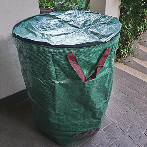 79 Gallons Lawn Leaf Bags, Yard Waste Bag, Reusable Gardening Leaf Collet Bag, Patio Garden Weed Bag, Leaf Collector Storage Bin, Trash Can with Lid & 4 Handles - Extra Large & Heavy Duty Leaf Bag
