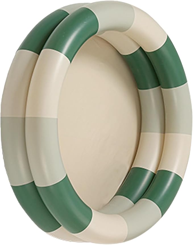 Inflatable Baby Retro Swimming Pool Family Cute Style Thickened Water Pool for Kids Indoor Outdoor Play (Green Stripe)