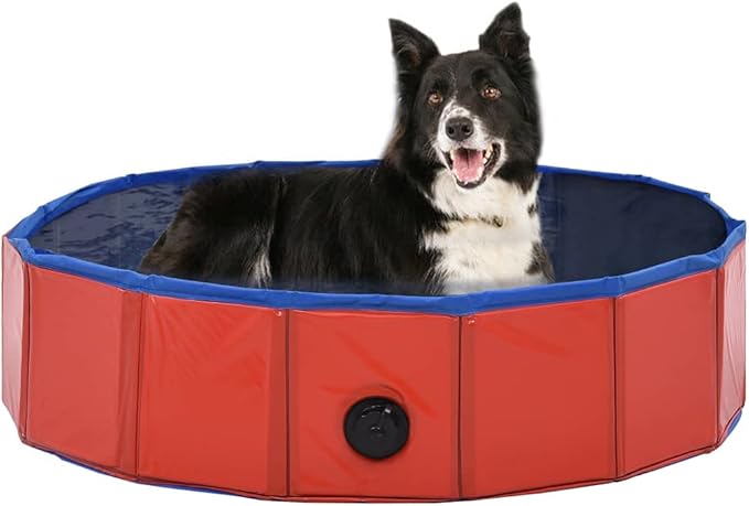 Foldable Dog Swimming Pool, Foldable Pet Swimming Pool, Portable Dog Pool, Bath Pool Collapsible Dog Pet Pool Bathing Tub, 31.5"x7.9" PVC Red