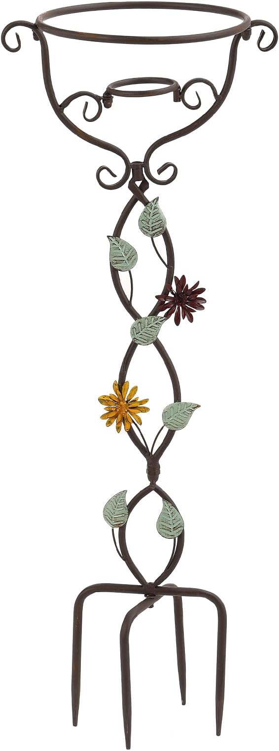 Gazing Globe Stand with 4 Prongs Base, 31.5" Garden Gazing Ball Stands for 10-12 Inches Gazing Globe Balls, Metal Vines Glass Ball Display Stand Holder for Outdoor Garden Yard Lawn, Vintage