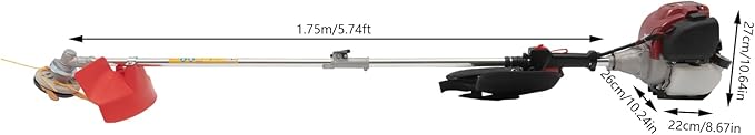 Gas Weed Wacker, 35.88CC 750W 4-Stroke Gasoline Weed Eater 8500RPM High Speed Lawn Mower with 2 Blade Heads, Portable Single-Cylinder Brush Cutter Grass Trimmer Tool for Home Garden Lawn Mowing