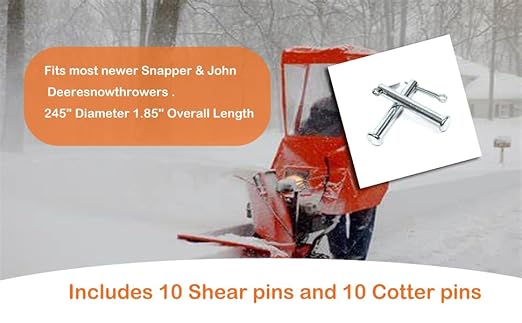 Replacement Snowthrowers Simplicity or Snapper Shear Pins for 703063, 1668344, 1686806yp (10 Pack)
