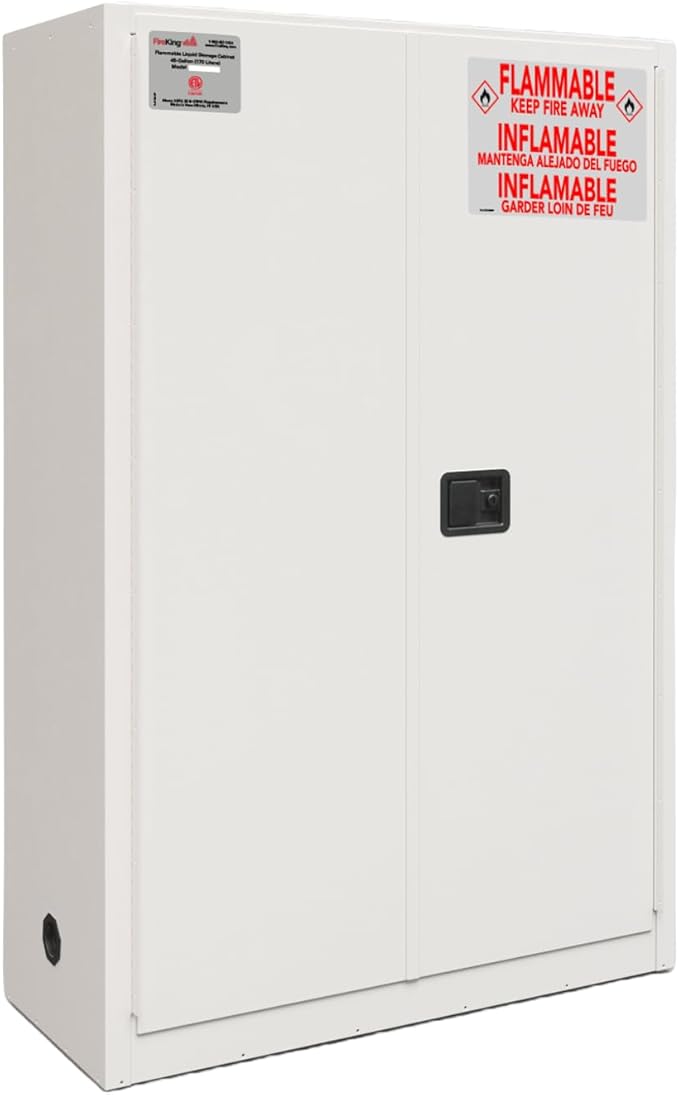 FireKing Platinum Flammable Safety Cabinet, Lab Chemicals Flammable Storage Cabinet, 45 Gallon Steel Safety Cabinets with Manual Door for Commercial, Industrial & Home Use, 43" x 18" x 65"