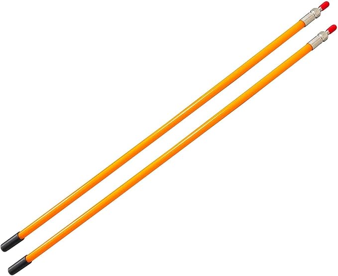 Snow Plow Blade Markers Guides Kit Orange 24''Steel Wire Structure 304 Stainless Steel Vertical Stud Mount Joint Never Break Never Rust High Visibility Fit for Boss Western plows and More
