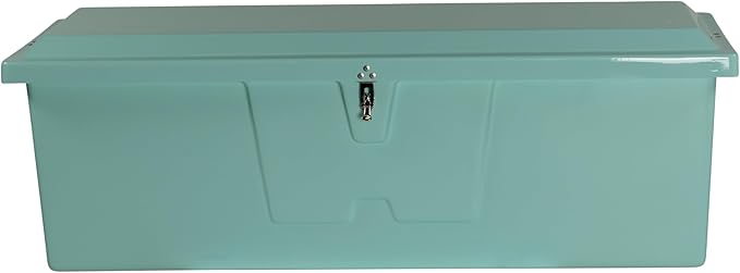 Taylor Made Stow N’ Go Standard Fiberglass Dock Box, Medium (24" H X 72" W X 23" D), Seafoam Green, Smooth Interior Finish, Lockable Latch, Stainless-Steel Hardware - 83552SF