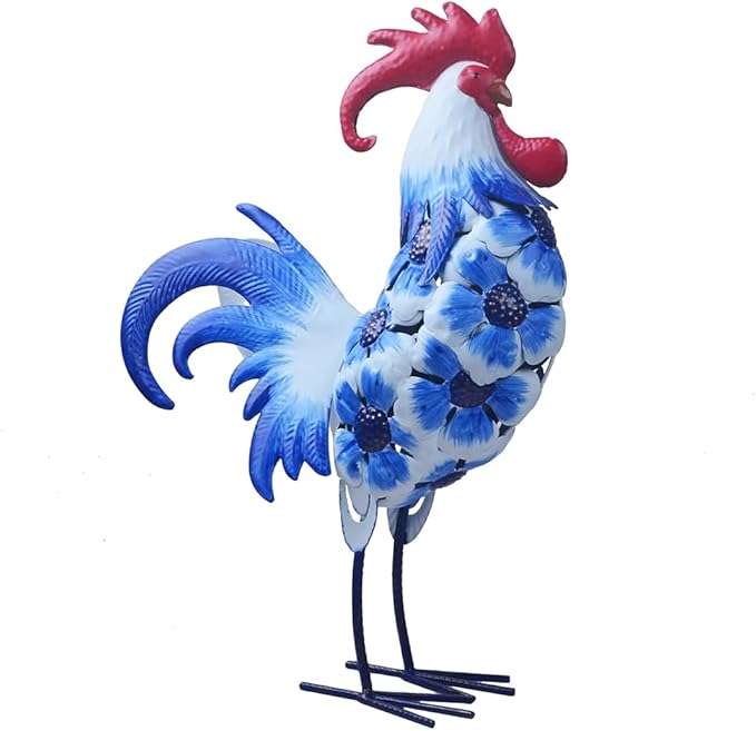 Rooster Statue Chicken Animal Sculpture Garden Decoration Metal Yard Art for Patio Lawn Backyard Outdoor Indoor Decoration