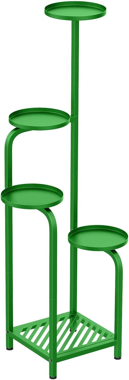 TOSKING 5 Tier Tall Plant Stand Indoor Outdoor, Heavy Duty Corner Shelf for Plants & Decor, Space Saving 3.9FT Metal Flower Pot Stand for Balcony, Garden, Living Room, Patio (Green, 47in)