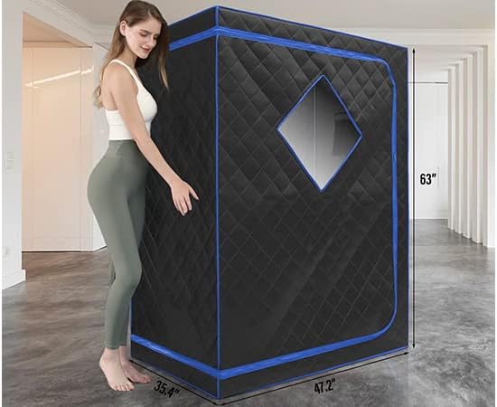 ZONEMEL 2 Person Portable Full Spectrum Infrared Sauna, Full Size Large Spa Tent with Remote Control,1600W, Foldable Chairs & LED Therapy Light, Home Spa for Relaxation (47.2"x35.4"x63")
