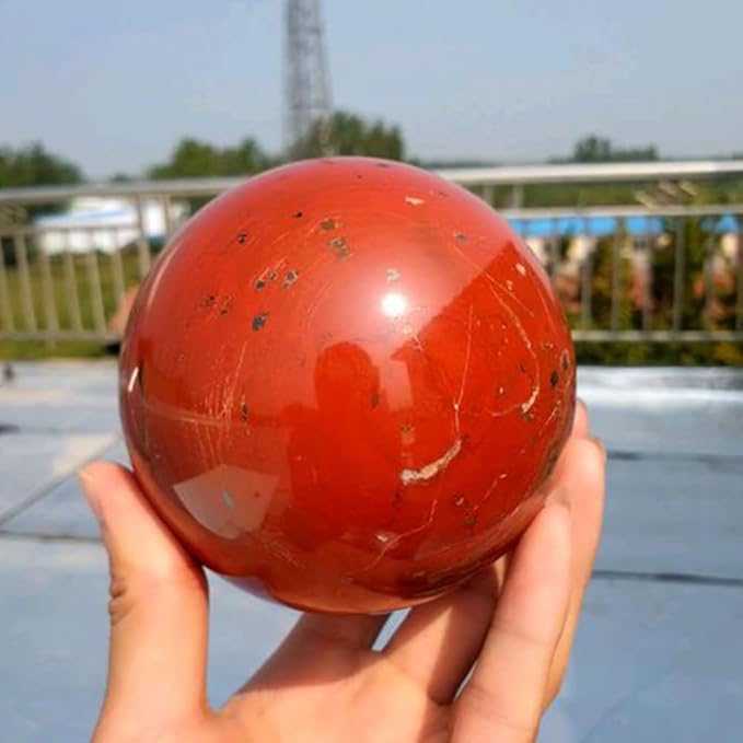 5-6CM/1.97-2.36inch Magical Natural Red Jasper Stone Ball Quartz Crystal Mineral Reiki Treatment Home Office Degaussing Decoration Collection Gem(Red Jasper, 50-60mm)