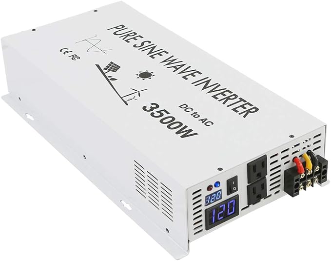 WZRELB Off Grid 3500W Pure Sine Wave 12V DC to 120V AC Solar Power Inverter Home Power Generator