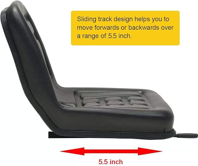 Universal Lawn Mower Seat, Tractor Seat with Back Rest Universal PU Leather Tractor Seat with A Drain Hole Water-Resistant & Adjustable Rails For Loader, Tractor, Loader Excavator