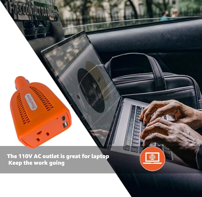 HearGrow100w Car Power Inverter, 12V DC to 110V AC Vehicles Converter with USB Ports，Plug Adapter Outlet and Fast Charging PD3.0 Type-C for Phones, Pads, Laptops and Computer Charger(red)
