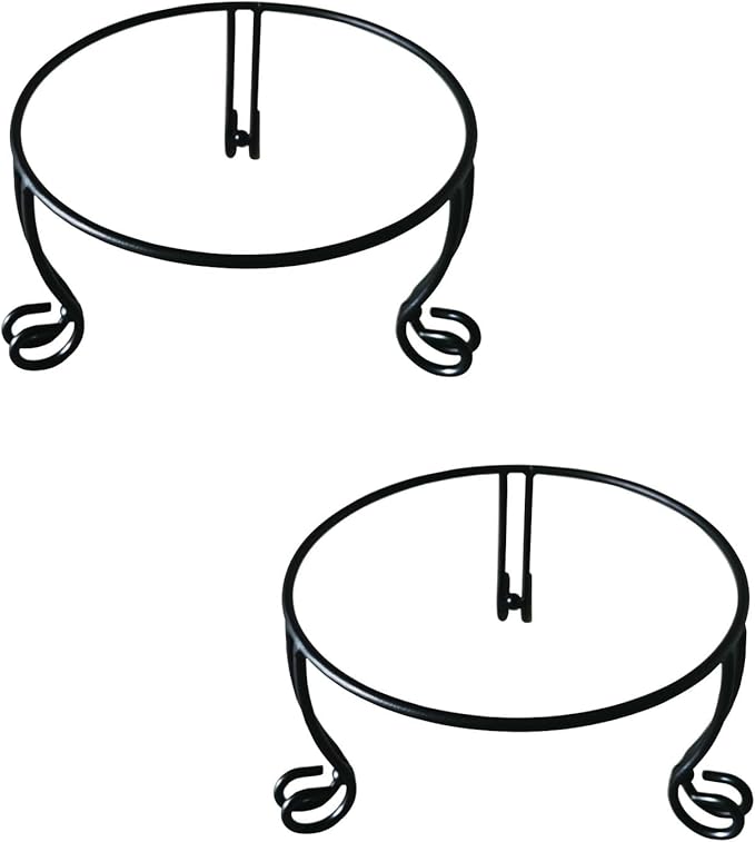 2 Pack Metal Gazing Ball Stand for 10 or 12 Inch Outdoor Garden Gazing Globes,Metal Display Stand for Plant or Flowerpot Holder,Birdbath Bowl Stand 5 Inch Tall,Black