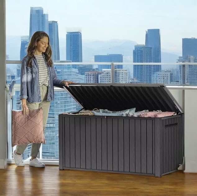 Outdoor Storage Deck Box, 170 Capacity, 27.7L x 57W x 29H inches (Graphite)