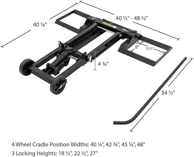 Guardian Hydraulic Lawn Mower Lift Jack 500 lb. Capacity Steel 27" Maximum Lift Height