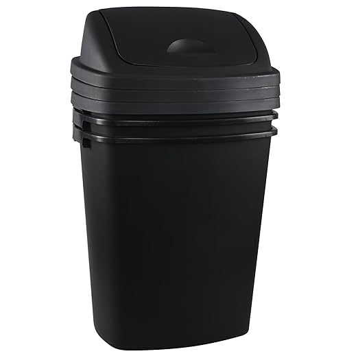 4 Pack 70 liters Large Outdoor Trash Can, Black Recycling Bin with Swing Lid