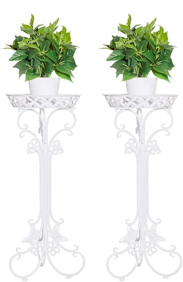 2 Pack Metal Potted Plant Stand Tall Flower Pot Stands Potted Holder Indoor Outdoor Decorative Plant Display Rack for Garden