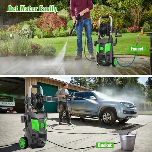Pressure Washer, 5000PSI Max Power Washer with 500ML Foam Cannon, High Pressure Cleaning Machine with 4 Connect Nozzles for Cars Patio Driveways Home