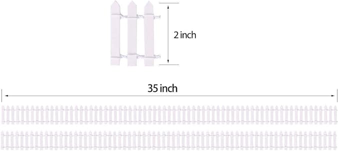 35 Inch 2-Pack Miniature Fairy Garden Fence Wood Decorative Ornament Fence for Dollhouse Succulent Plant Pot DIY Diorama Project Height 2 inch (White)