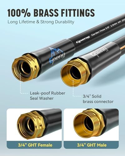 Non-Expandable Leader Hose 15ft x 5/8",Heavy Duty Flexible Garden Hose with Swivel Handle, Male to Female Fittings, Burst 600 PSI, Without Nozzle